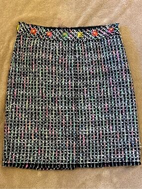 Rare Marc Jacobs NWOT Fluo Tweed Skirt Size 12 Embellished Jewel Waist